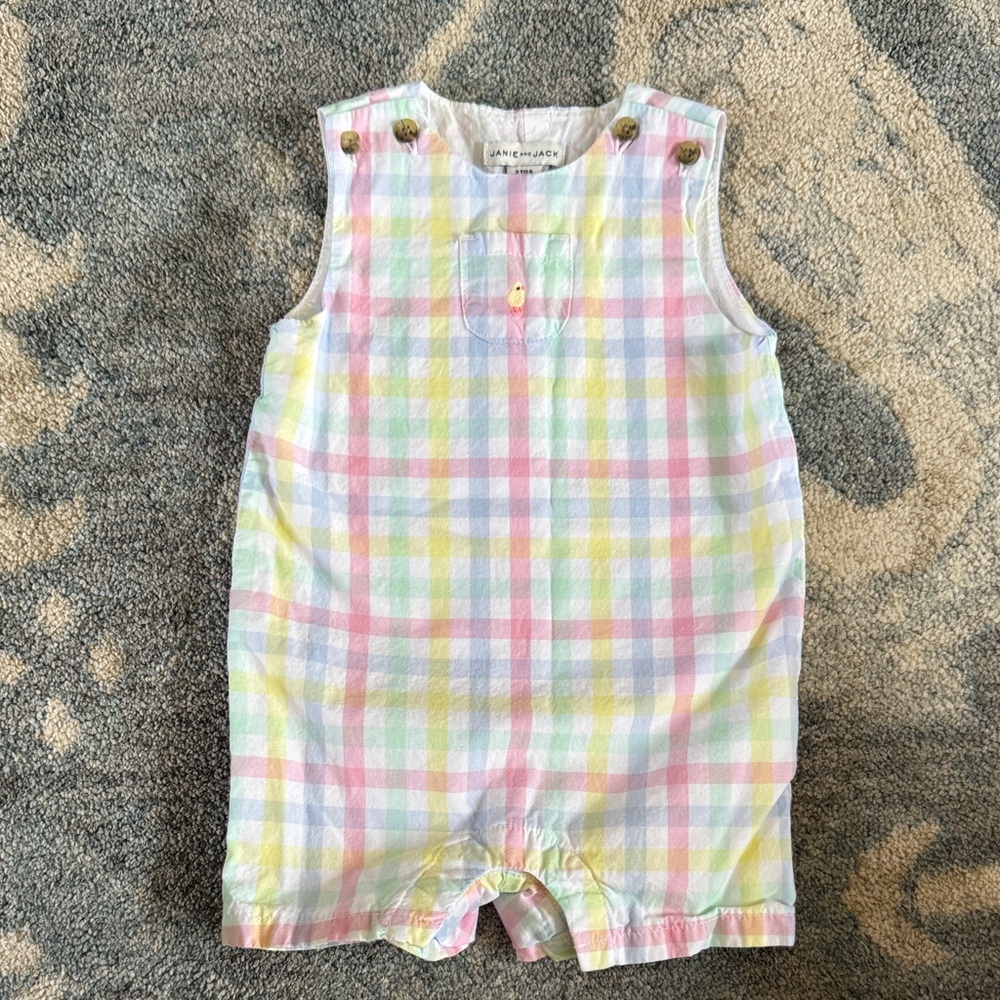 Janie and Jack Multicolor Plaid Romper